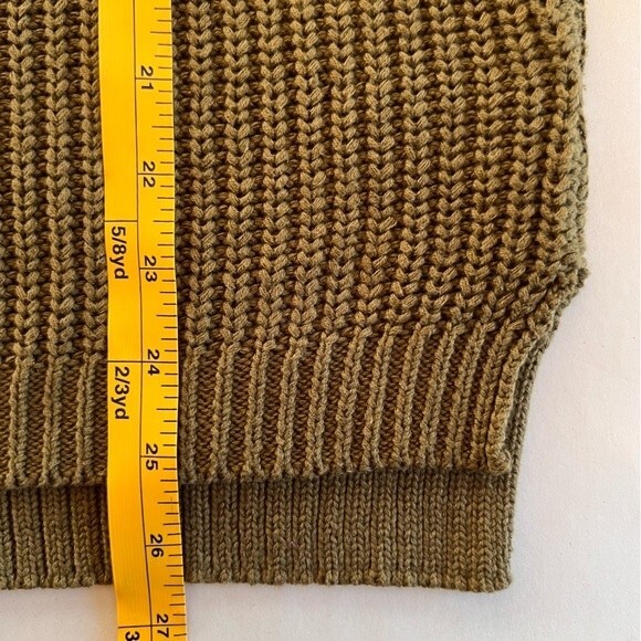 Lucky Brand Chunky Knit Sweater Cut Outs Olive Size M‎ - Picture 9 of 9